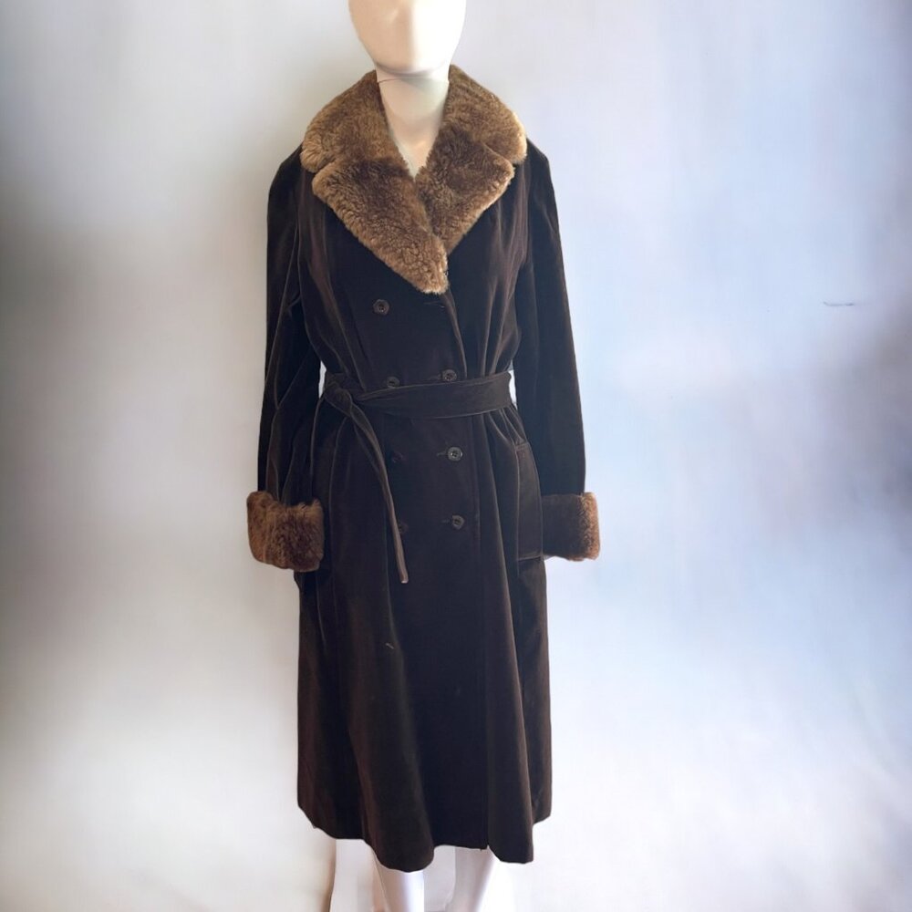 Vintage Penny Lane Velvet Brown Jacket with fur